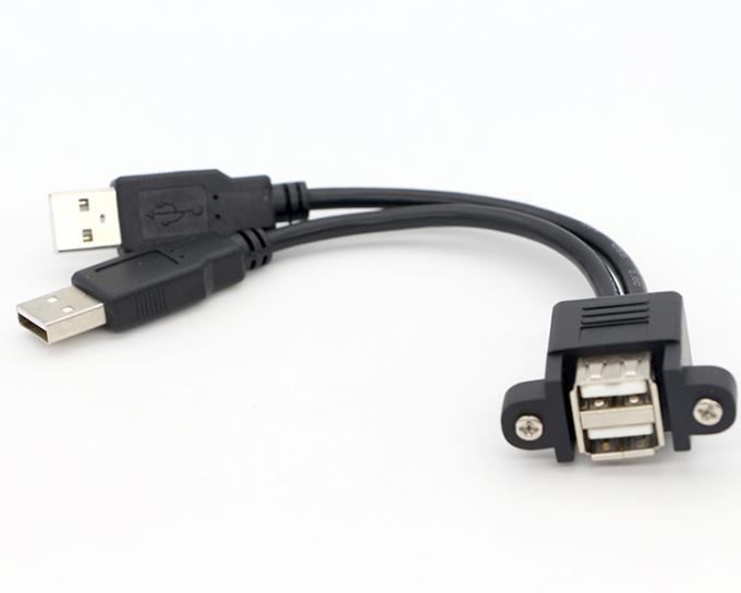 Bloqueio por parafuso 0.5M 1M Mulher para Mulher Dual USB 2.0 Panel Mount Extension Cable 6