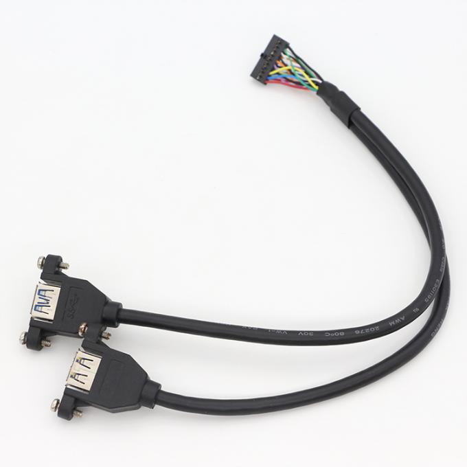 OEM parafusos de bloqueio Stud duplo USB 3.0 Tipo A Fêmea painel de montagem cabo com conector Molex 5