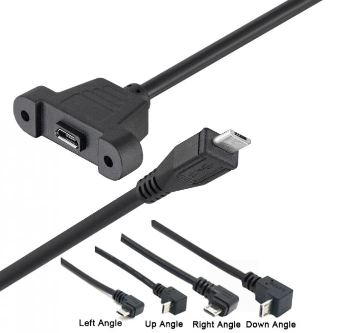 CUSTOM 0.3M 1M 90 graus para cima para baixo ângulo esquerdo direito parafuso micro painel montar cabo de extensão USB 2