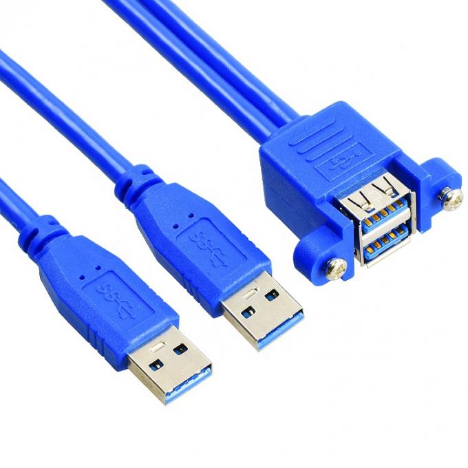 Dual Tipo A de macho para montador de painel feminino USB 3.0 cabo de extensão 2