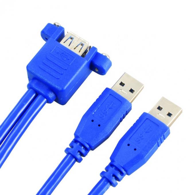 Dual Tipo A de macho para montador de painel feminino USB 3.0 cabo de extensão 4