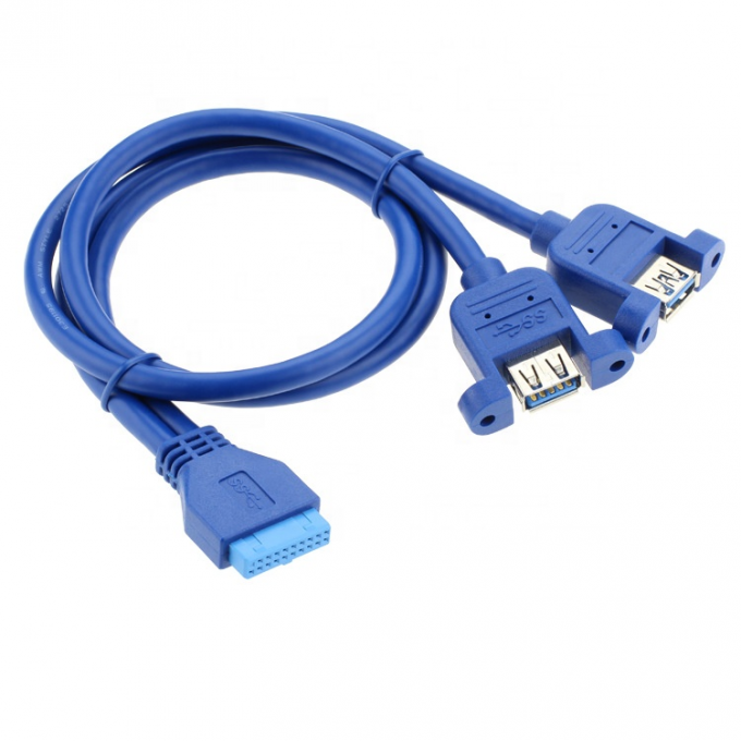 Dual Panel Mount USB 3.0 A Fêmea para IDC 20 PIN Fêmea Capa de computador Cable Motherboard 1