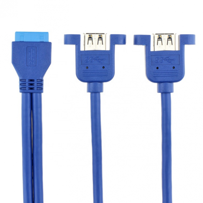 Dual Panel Mount USB 3.0 A Fêmea para IDC 20 PIN Fêmea Capa de computador Cable Motherboard 2