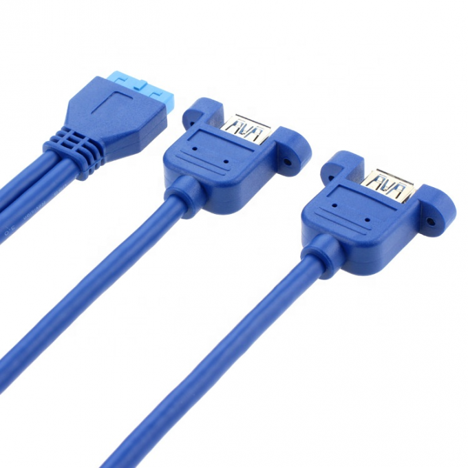 Dual Panel Mount USB 3.0 A Fêmea para IDC 20 PIN Fêmea Capa de computador Cable Motherboard 3