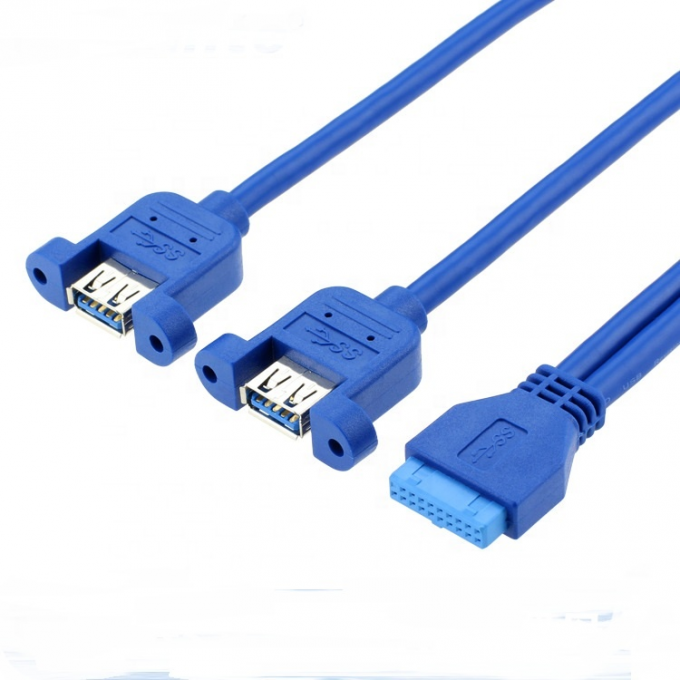 Dual Panel Mount USB 3.0 A Fêmea para IDC 20 PIN Fêmea Capa de computador Cable Motherboard 4