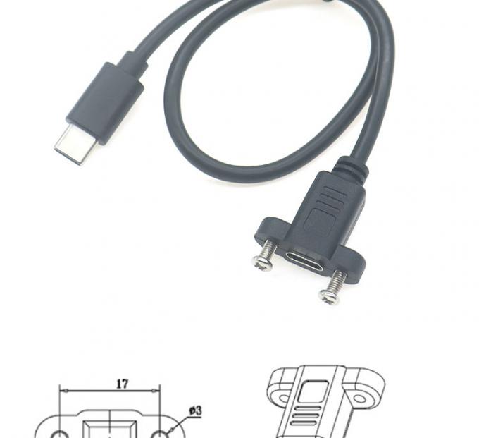30cm 50cm Montagem de painel de parafuso macho para fêmea USB Tipo C 3.1 cabo de extensão 2