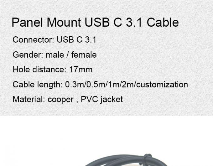 30cm 50cm Montagem de painel de parafuso macho para fêmea USB Tipo C 3.1 cabo de extensão 1