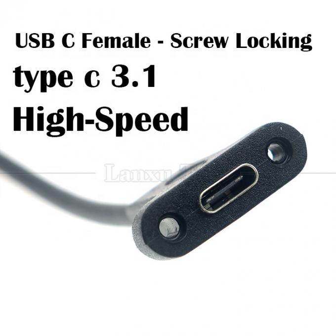 10Gbps 0,3m 1m macho para fêmea Tipo C 3.1 Painel montado parafuso buraco de bloqueio cabo de extensão USB 4
