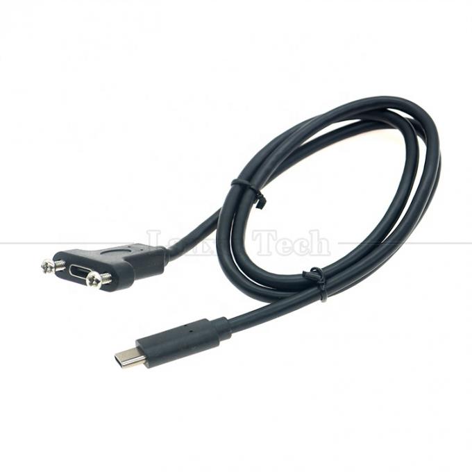 10Gbps 0,3m 1m macho para fêmea Tipo C 3.1 Painel montado parafuso buraco de bloqueio cabo de extensão USB 9