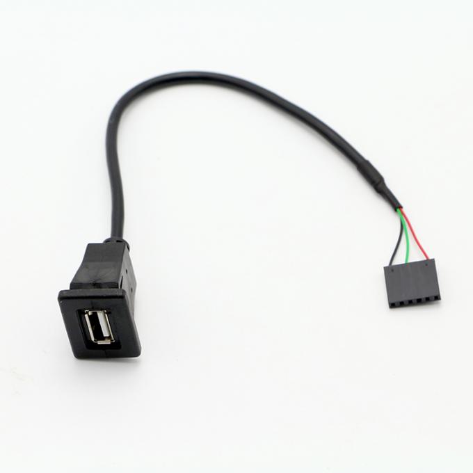 Snap Panel Mount USB Fêmea Socket para Dupont Conector cabo de fio 1