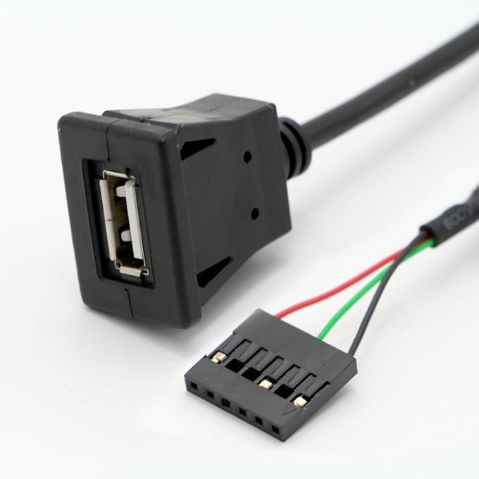 Snap Panel Mount USB Fêmea Socket para Dupont Conector cabo de fio 2