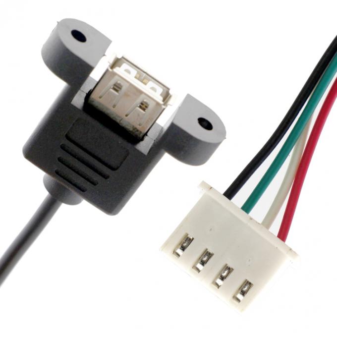 Cabos de montagem de parafuso de bloqueio de parafuso personalizado de painel feminino USB 2.0 tipo A a JST XH PH SH 1