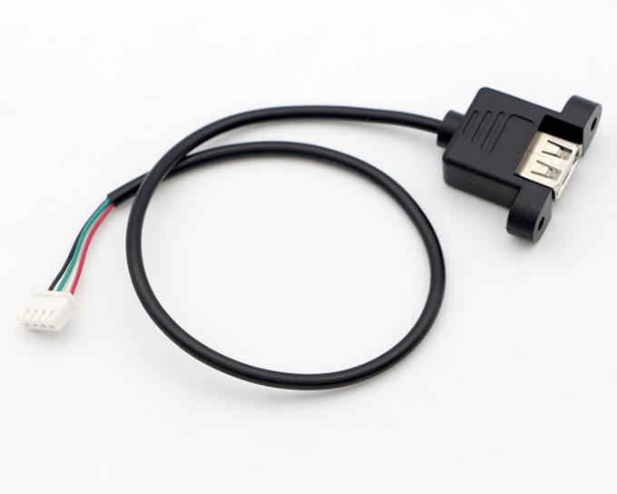 Cabos de montagem de parafuso de bloqueio de parafuso personalizado de painel feminino USB 2.0 tipo A a JST XH PH SH 2