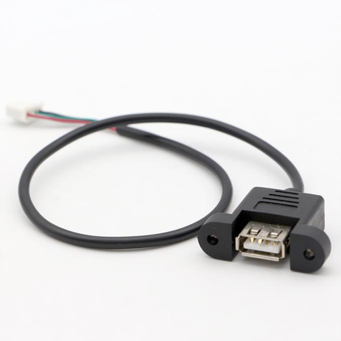 Cabos de montagem de parafuso de bloqueio de parafuso personalizado de painel feminino USB 2.0 tipo A a JST XH PH SH 5