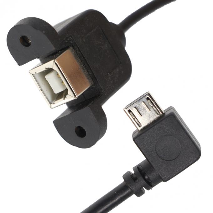Fecho de parafuso personalizado de ângulo de 90 graus Micro B macho USB 2.0 tipo B fêmea cabo de extensão de montagem de painel 1