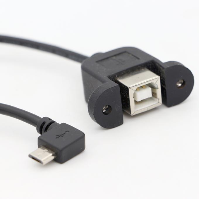 Fecho de parafuso personalizado de ângulo de 90 graus Micro B macho USB 2.0 tipo B fêmea cabo de extensão de montagem de painel 6