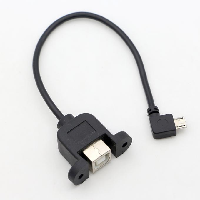 Fecho de parafuso personalizado de ângulo de 90 graus Micro B macho USB 2.0 tipo B fêmea cabo de extensão de montagem de painel 4