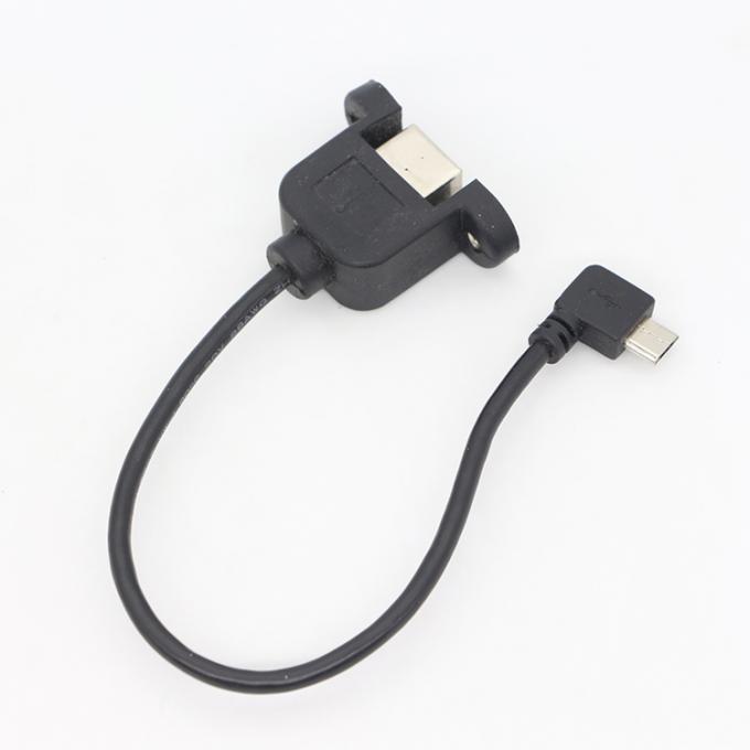 Fecho de parafuso personalizado de ângulo de 90 graus Micro B macho USB 2.0 tipo B fêmea cabo de extensão de montagem de painel 5