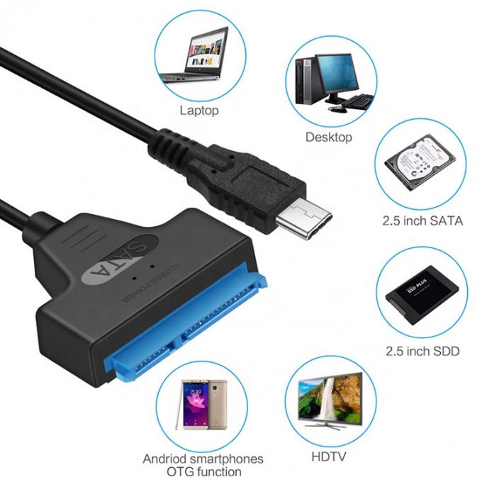 Alta Velocidade 5Gbps SDD HDD Hard Drive 2,5 polegadas USB Tipo C 3.1 para Sata Adaptador Cable 4