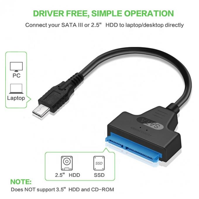 Alta Velocidade 5Gbps SDD HDD Hard Drive 2,5 polegadas USB Tipo C 3.1 para Sata Adaptador Cable 3