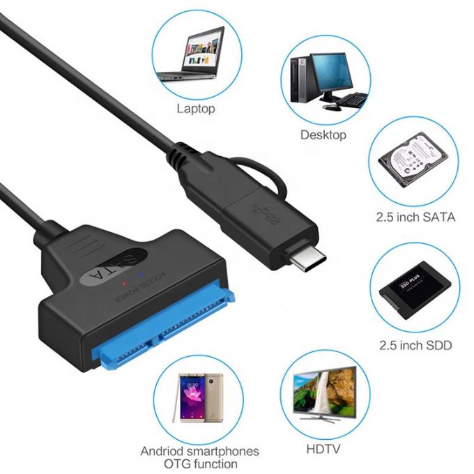 Alta Velocidade 5Gbps 2,5 polegadas SSD HDD Hard Disk Tipo C USB 3.0 Sata Adaptador Cable 5