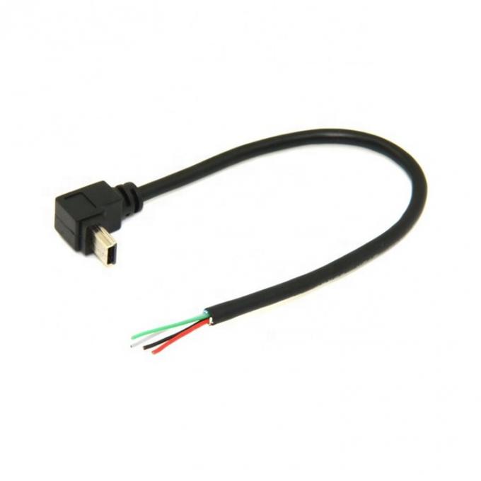 90 graus para cima para baixo ângulo esquerdo direito Mini USB para despojado fio nu cabo de cauda de porco 6