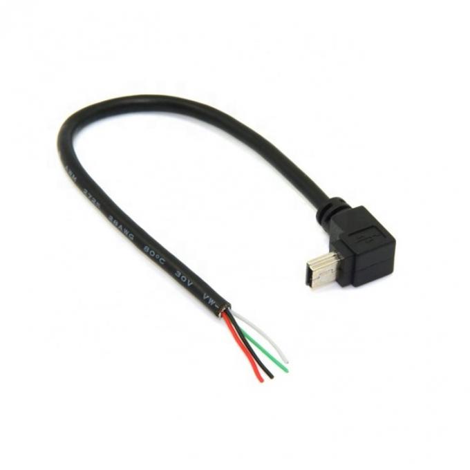 90 graus para cima para baixo ângulo esquerdo direito Mini USB para despojado fio nu cabo de cauda de porco 4