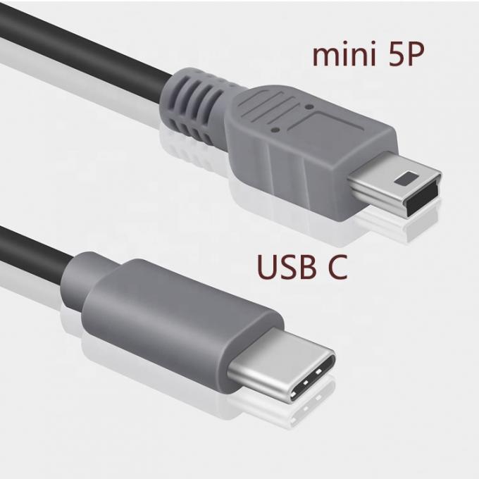 Carregamento de dados USB Tipo C para Mini 5 Pin USB OTG Adaptador Cable para câmera de vídeo telefone 1