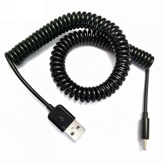 OEM 1M 2M Carregamento de dados espiral USB em espiral para MINI USB Cable 1
