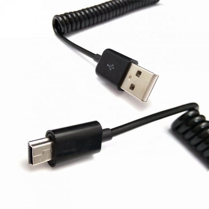OEM 1M 2M Carregamento de dados espiral USB em espiral para MINI USB Cable 2