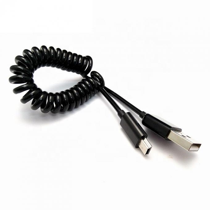 OEM 1M 2M Carregamento de dados espiral USB em espiral para MINI USB Cable 4