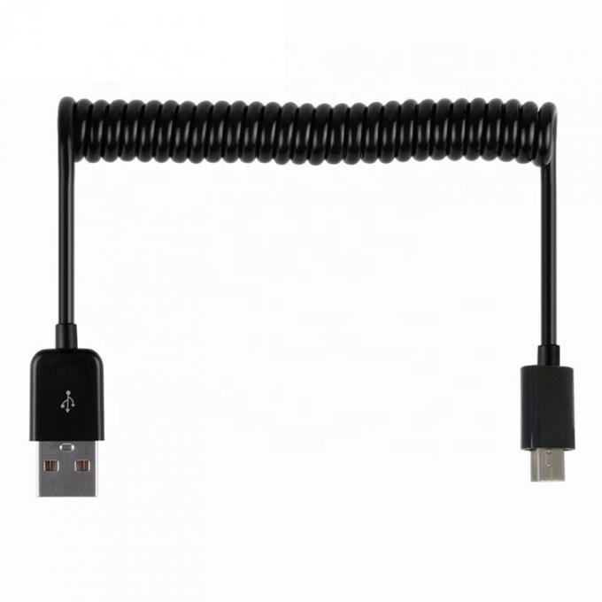 OEM 1M 2M Carregamento de dados espiral USB em espiral para MINI USB Cable 3