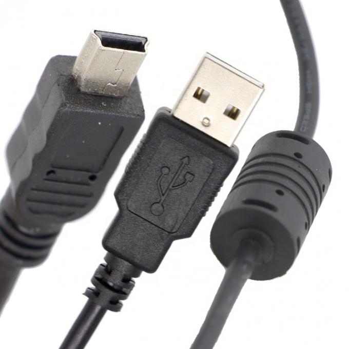 1.5m USB A para Mini B 5PIN USB 2.0 Cable OTG de carregamento de dados com Ferrite 2