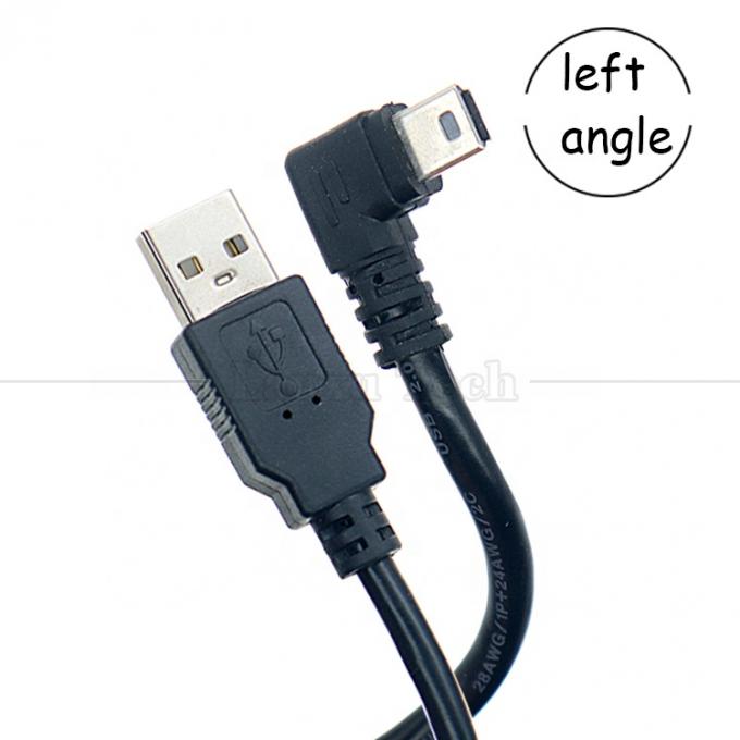 Personalização 90 graus ângulo esquerdo USB A macho para MINI 5P cabo USB para câmera do controlador PS3 2