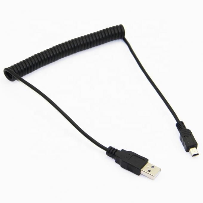 Carregamento de dados em espiral de primavera de alta qualidade Mini USB 2.0 cabo de carregador de extensão para câmera câmera PS3 2