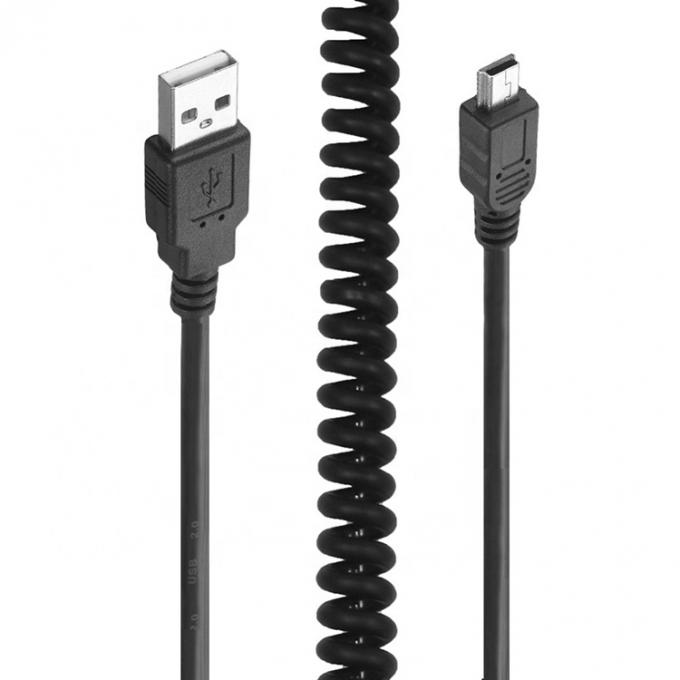 Carregamento de dados em espiral de primavera de alta qualidade Mini USB 2.0 cabo de carregador de extensão para câmera câmera PS3 5