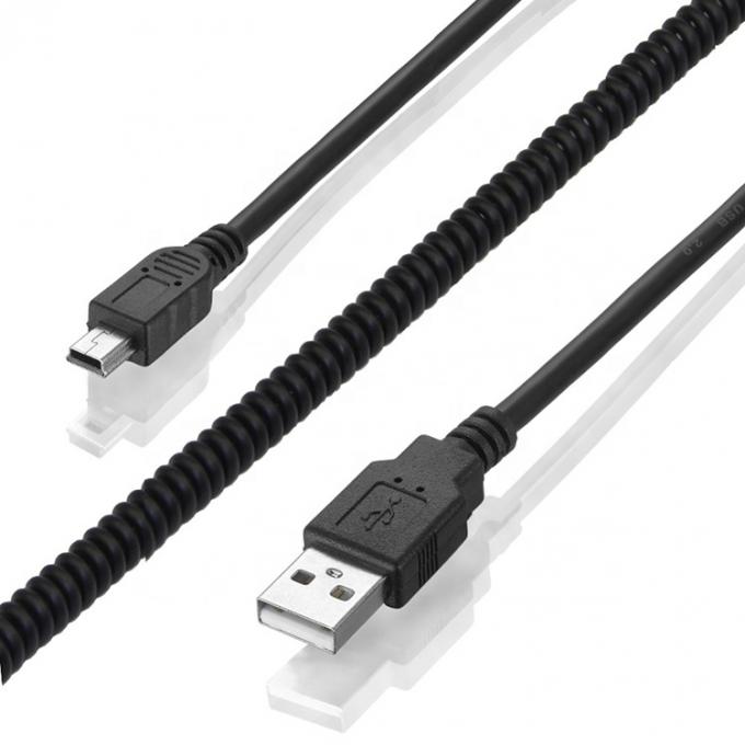 Carregamento de dados em espiral de primavera de alta qualidade Mini USB 2.0 cabo de carregador de extensão para câmera câmera PS3 4