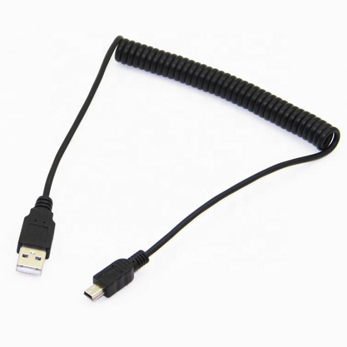 Carregamento de dados em espiral de primavera de alta qualidade Mini USB 2.0 cabo de carregador de extensão para câmera câmera PS3 7