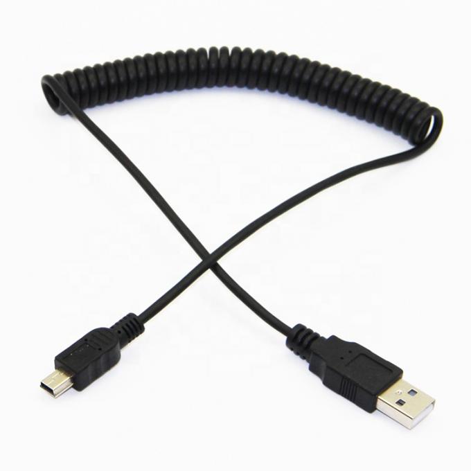 Carregamento de dados em espiral de primavera de alta qualidade Mini USB 2.0 cabo de carregador de extensão para câmera câmera PS3 6