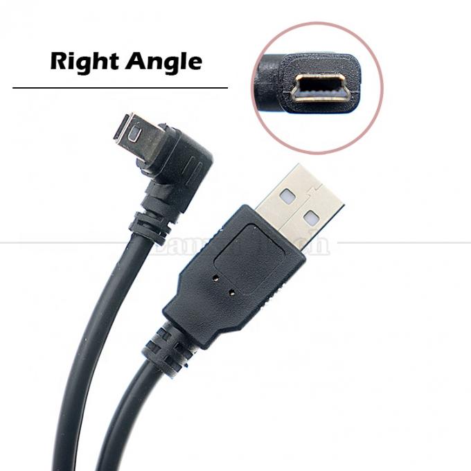 1m 2m 3m 5m 90 graus Forma L Ângulo direito-esquerdo USB 2.0 A macho para Mini B 5 pin USB cabo de carregamento de dados para câmera MP3 5