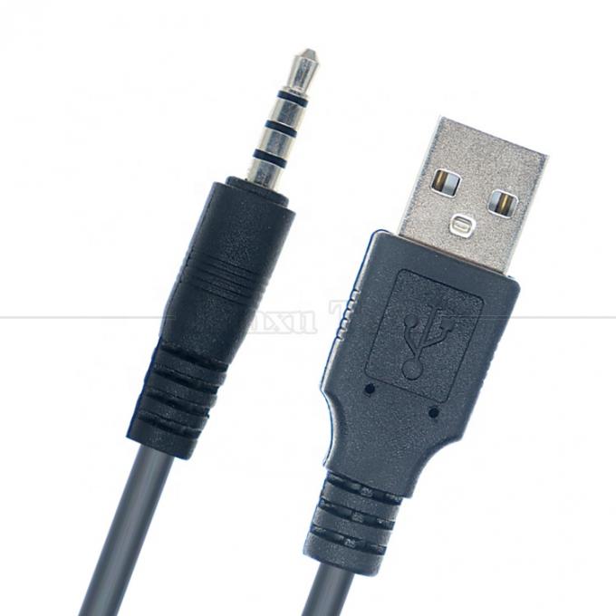 1M USB para 3,5mm 4 polos DC Audio Jack Cable de extensão para alto-falante de carro 2