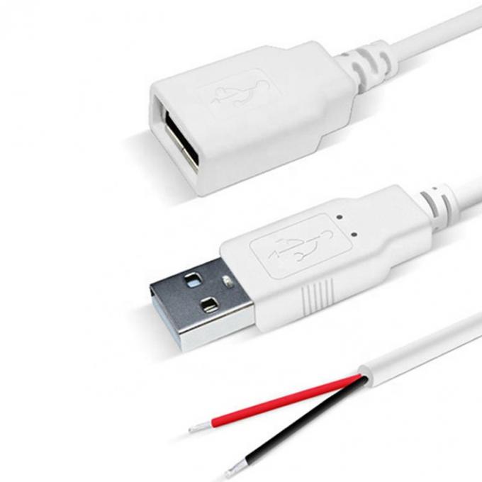 Customizado 1m 2m 3m Branco USB A macho para o fim aberto 3