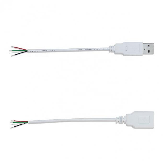 Customizado 1m 2m 3m Branco USB A macho para o fim aberto 2