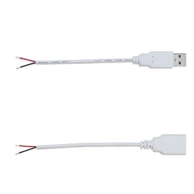 Customizado 1m 2m 3m Branco USB A macho para o fim aberto 1