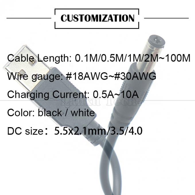 1m 3m 5m 10m 1A 2A 5A USB A macho para DC 5.5x2.1mm 3.5 1.35 4.0 1.7 Barrel Jack Power Charger Cable para câmera de CCTV LED 6