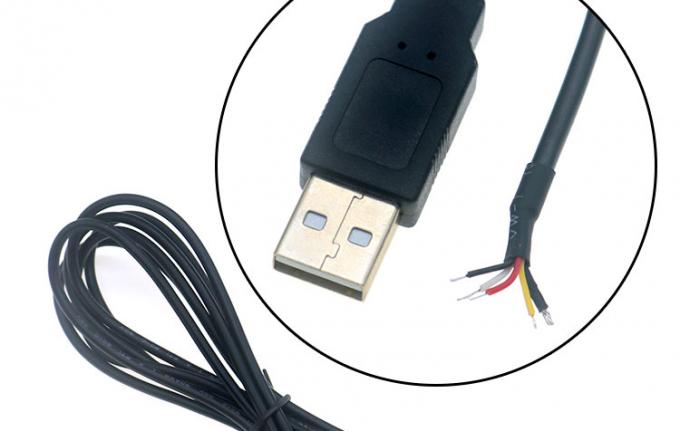 Escudo USB de macho a 4 fios nus cabo de rabo de porco de ponta aberta 6
