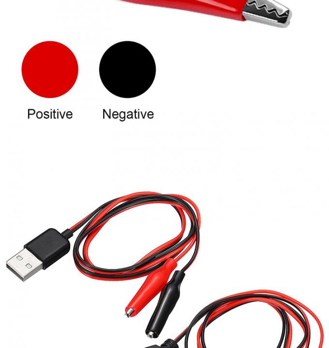 Conector USB masculino-feminino para duplo cobre Prensas de crocodilo Prensas de jacaré Teste de cabos de adaptador de fio para circuito elétrico 3