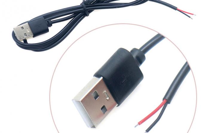 Alta qualidade 5V USB 2.0 um macho para abrir despojado nu fios de 2 pinos fim cabo Pigtail para lâmpada LED Light Strip 3