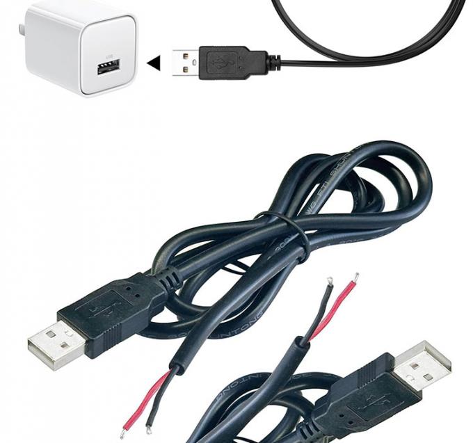 5V USB para abrir cabos de carregador de energia de cola de porco para lâmpada de luz de tira LED 7
