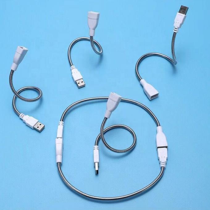 Tubos de aço inoxidável de metal flexível de homem para mulher Cable de extensão de adaptador de carregamento USB para ventilador de luz LED 0